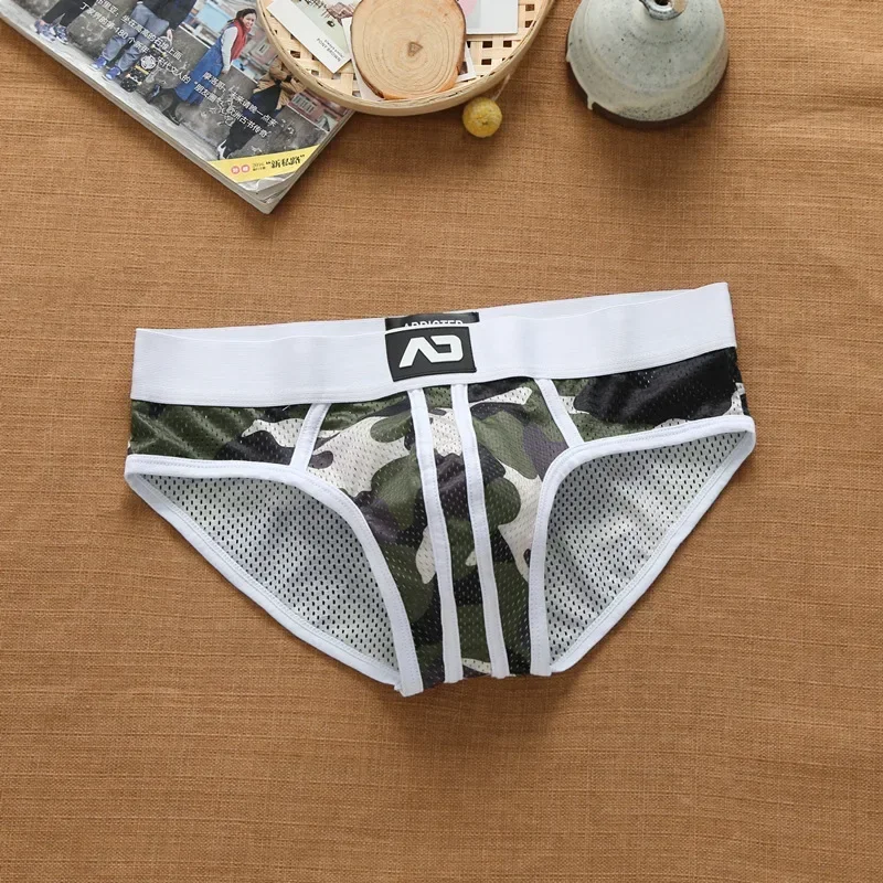 Men's nylon mesh breathable cool camouflage panties addicted youth briefs 2