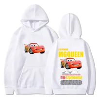 Autumn and Winter Men's Hooded Sweatshirt Racing McQueen Fun Printing Casual Fashion Long Sleeve Sweatshirt Fleece Warm Top 1