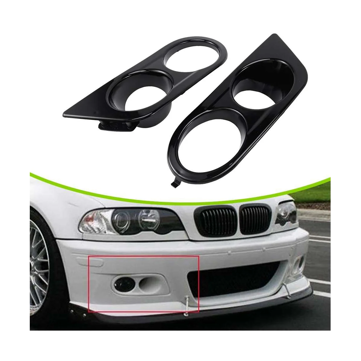 

Fog Lamp Frame with Two Holes Front Bumper Mesh Grille Automotive for BMW 3 Series E46 M3 01-06 51112695255,