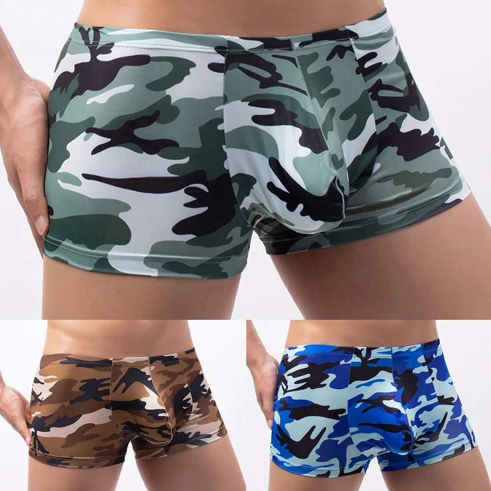 Fashion Men Camouflage Sleepwear Boxer Briefs Comfy Sexy Mens Elastic Underwear Pouch Bulge Youth Shorts Underpants Hot women s rompers casual summer sleepwear sexy one piece bow tie backless double pocket sleeveless wide leg loose jumpsuits