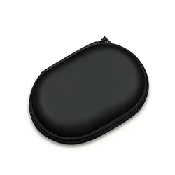 Square Portable EVA Zipper Earphone Storage Case with Logo (Black B)