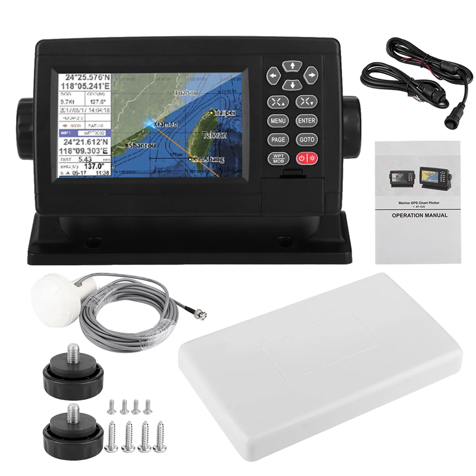 

Xinuo XF-520 5'' Marine Satellite GPS Navigator Color LCD Display Dual-Mode Positioning Boat Chart Plotter GPS Navigation