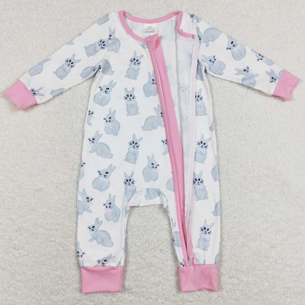 Boutique Kids Sibling Pajamas Bunny Print Cute Easter Baby Girls Pajamas Match Infant Baby Romper Cute Boys Sleepwear Nightwear
