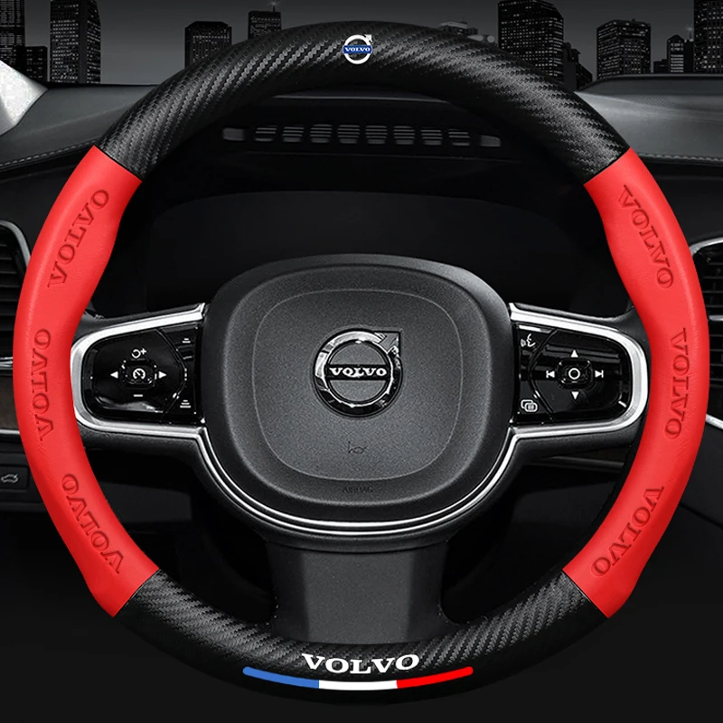 New Carbon Fiber Leather Car Steering Wheel Cover For Volvo XC70 XC90