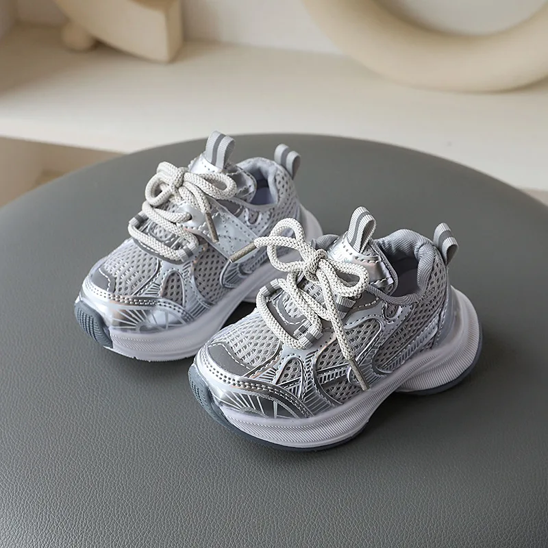 Girls' Sports Shoes 2026 New Style Soft Sole Children's Casual Shoes Fashionable Breathable Stripe Dad Shoes for Kids Boy - 2