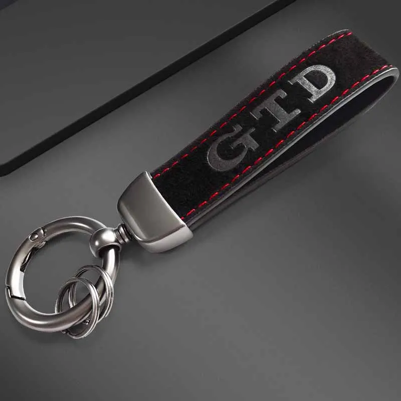 Women Men Keyring Suede Leather Car Keychain For VW Volkswagen GTD