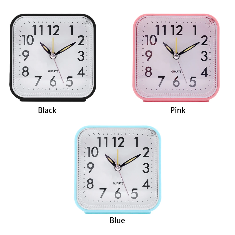 Alarm Clock Square Analog Display Home Decor Bedroom Night Light Alarm Clock Daily Non Ticking Battery Operated Small Night Lamp