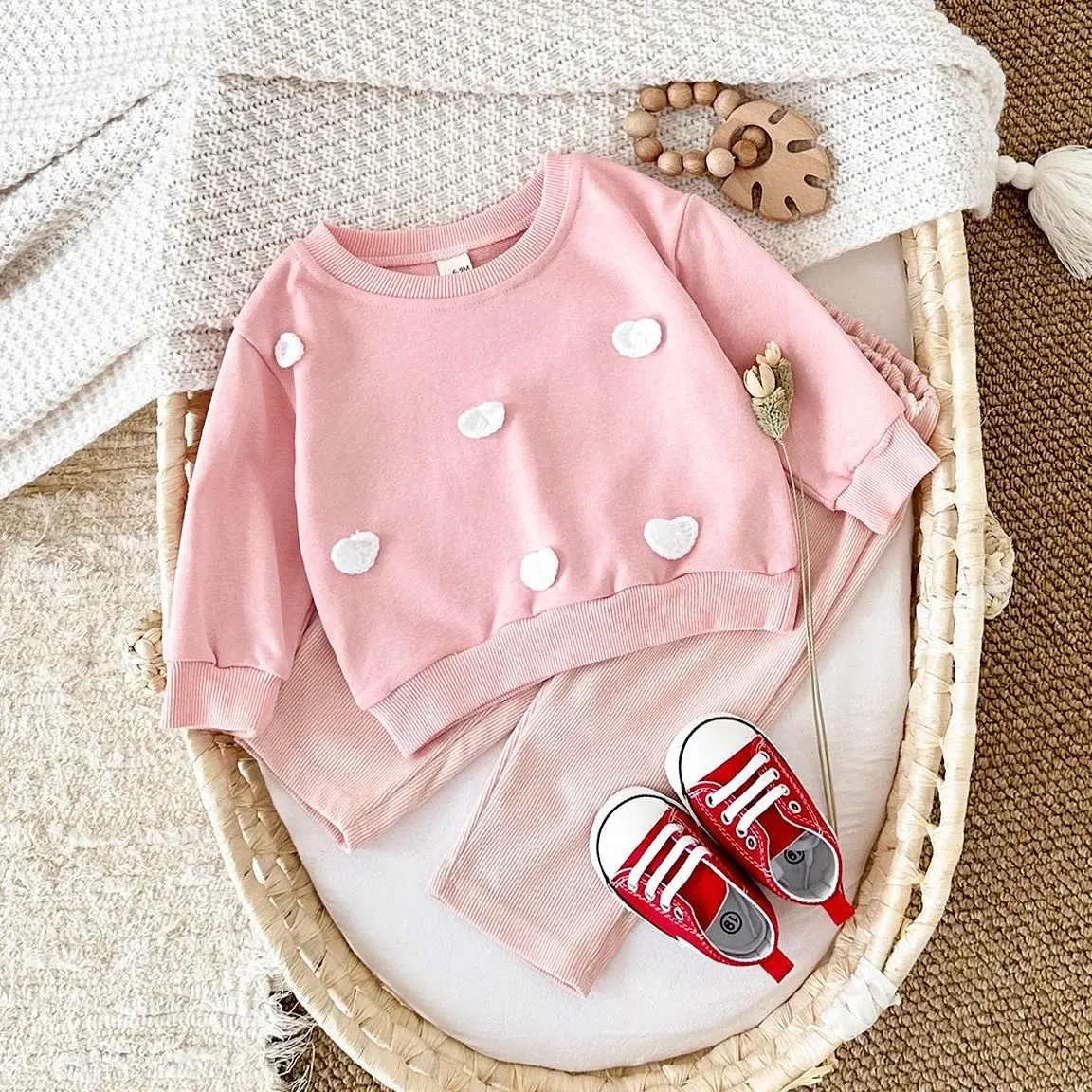 Kids Clothes Set Two Piece Set Baby Girl Clothing Set New Infant Suit Baby Girl Clothes Newborn Boys Infant Sets Cotton Comfortable Spring Autumn Floral Sweatshirt Top+Long Pants
