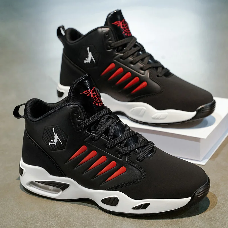 Men's Basketball Shoes - Comfortable Athletic Casual Shoes with Cushioned Rubber Soles, Lace-Up Design Suitable for Gym, Basketball, Jogging - All-Season Performance Shoes, Lightweight for Everyday Wear, Wear-Resistant and Durable