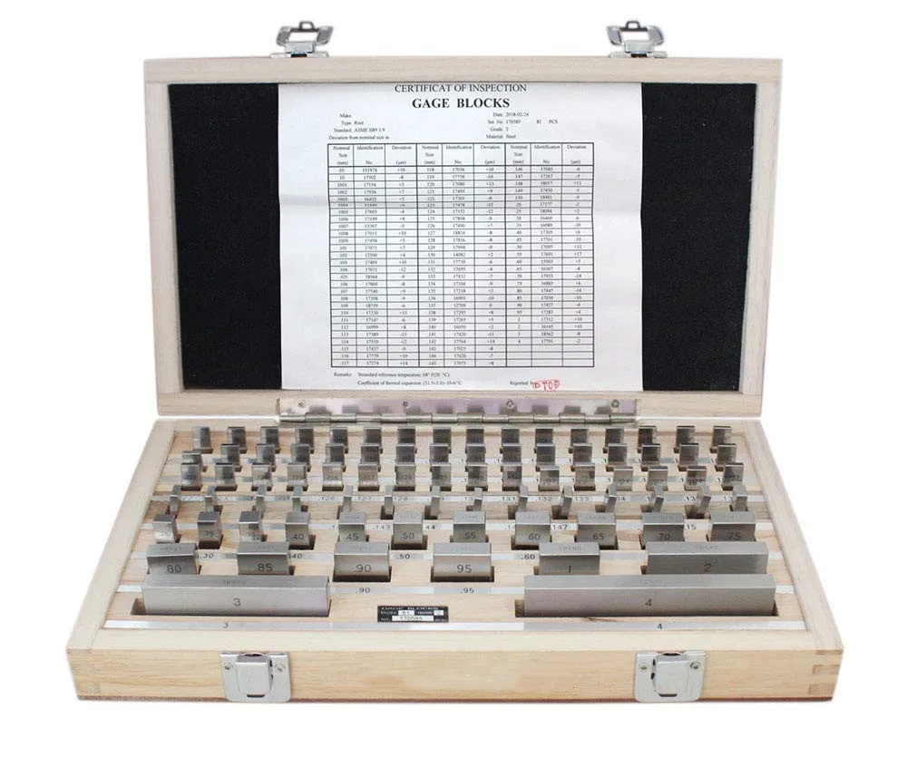 Industrial Tools 87Pcs Metric Gage Block Set,Grade 2,Din861 German Standard Mfg's Certificate,Hand Tool Precision 0.001-0.01mm