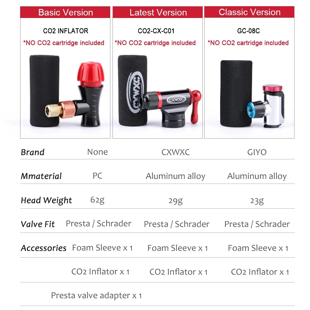 CO2 Pump For Bicycle Schrader Presta Adapter Bike Pump Inflator Aluminum Tire Tube Mini size MTB Bicycle Pumps Mini Hand Pump