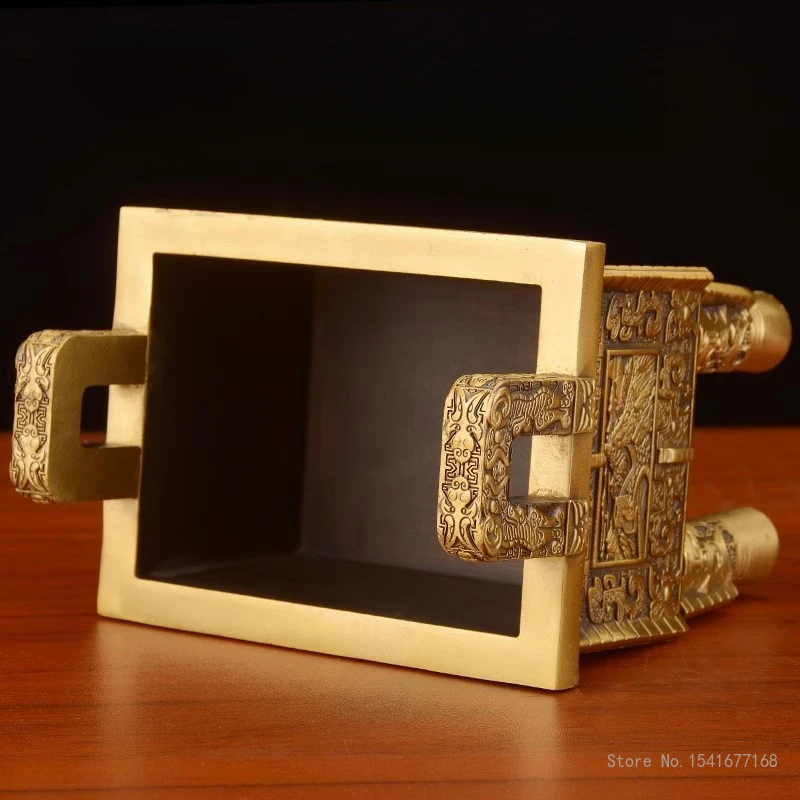 Metal Copper Tripod Decor Ornaments, Wealth Dingsheng Qianqiu Home Living Room Office Cabinets Art Decoration, Brass Crafts, 1Pc