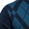 AIOPESON Argyle Men Sweaters Cotton Mock Neck Zipper Patchwork Pullover Men Winter High Quality Fashion Warm Sweaters for Men 4