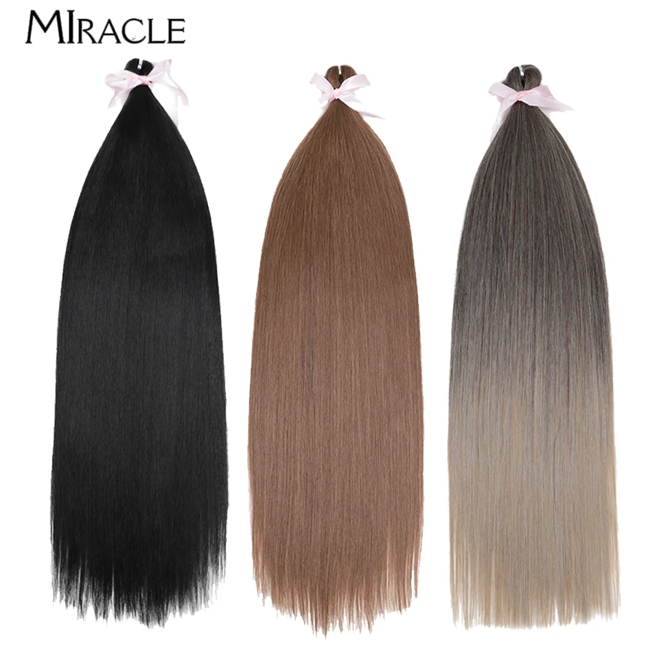 

MIRACLE Ariel Straight Synthetic Pony Hair 28 Inch Ombre Brown Colorful Soft Braiding Hair Synthetic Crochet Hair Extensions