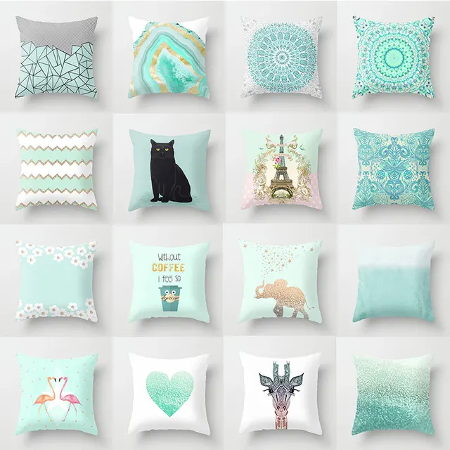 Simple Mint Green Pillow Cover: A Geometric Delight for Your Home