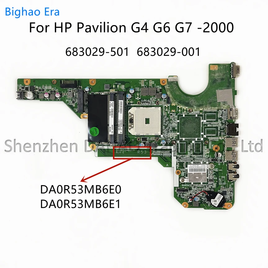 para hp Pavilhão G42000 G6-2000 G7-2000 Laptop Motherboard Da0r53mb6e0 Da0r53mb6e1 683029501 683029001 Suporte Amd Cpu