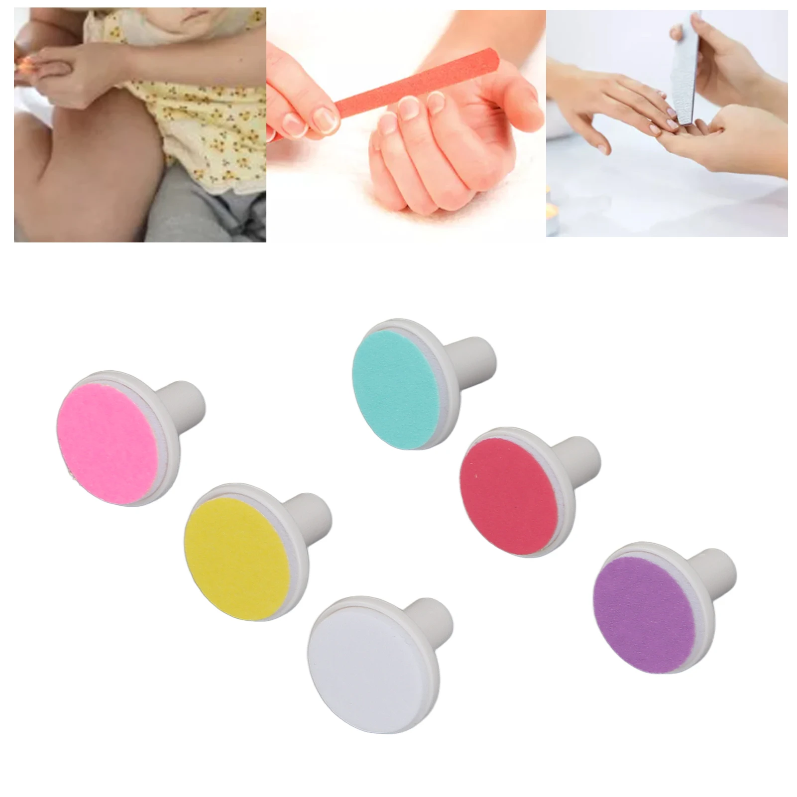 6pcs 네일 파일 패드 전기 네일 트리머 교체 패드 용 네일 그라인딩 헤드 안전 관리