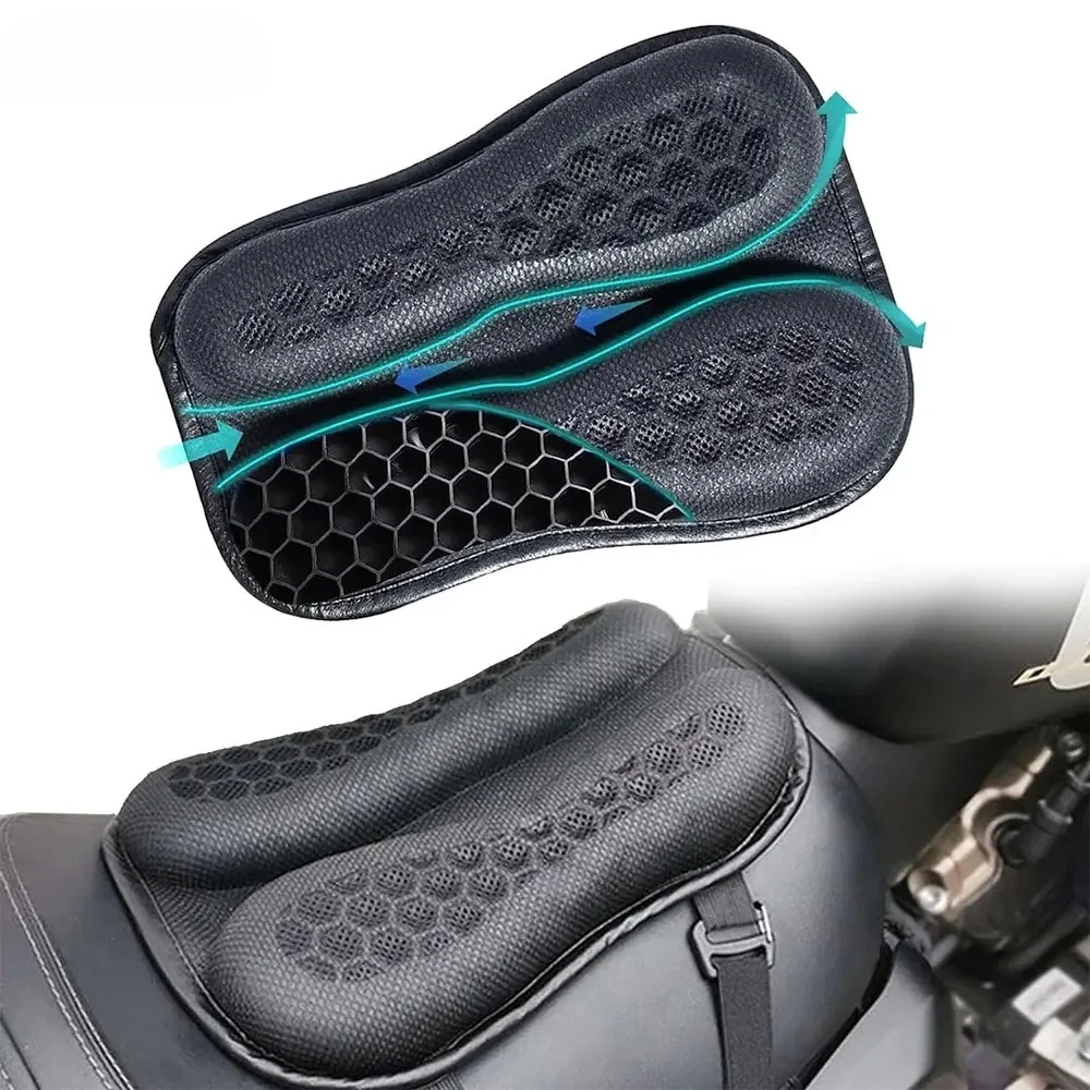 Coussin de siège de moto en Gel nid d'abeille 3D, coussin respirant universel, antidérapant et absorbant les chocs pour Harley/Honda/Yamaha
