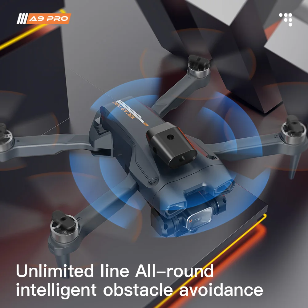 FPV 브러시리스 접이식 장애물 회피 전문 RC 접이식 쿼드콥터 장난감, A9 PRO GPS 드론, 8K HD 듀얼 카메라, 2024 신제품