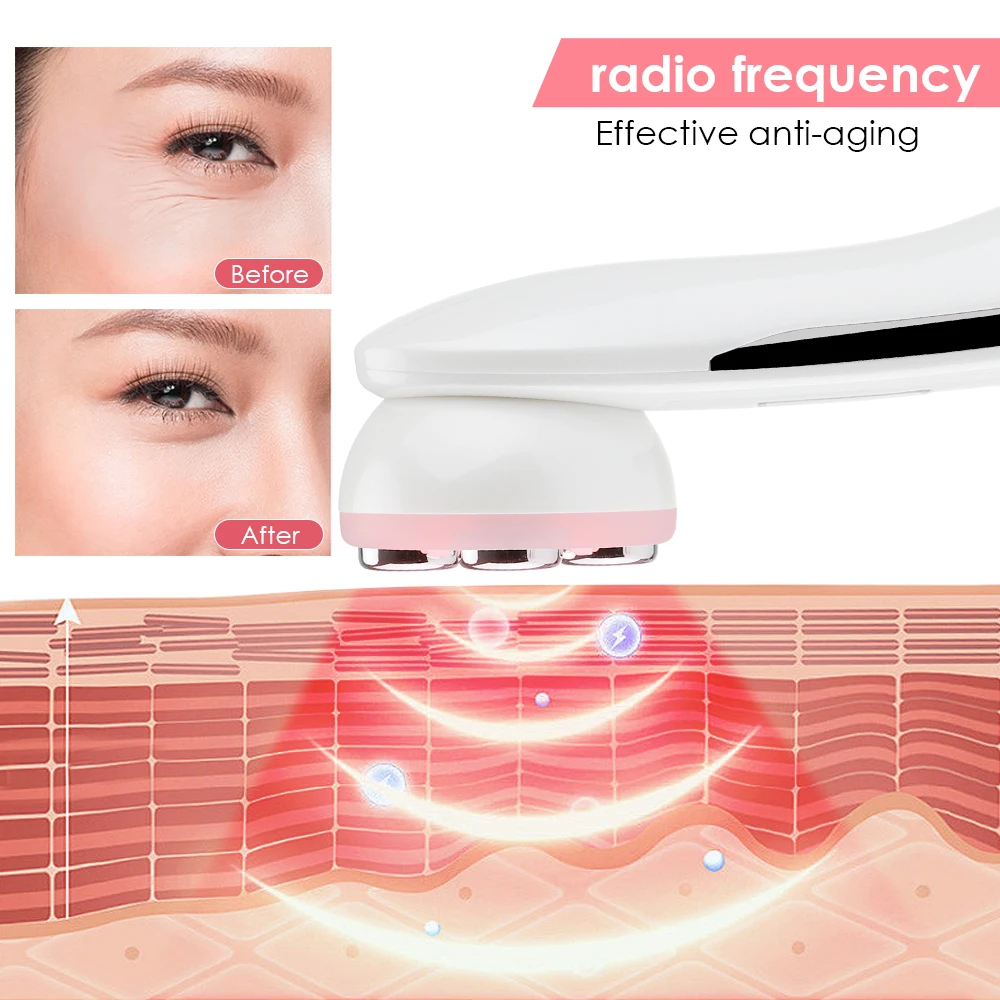 5 Colors LED RF Radio Frequency Facial Beauty Device Face EMS Microcurrent Lifting Tighten Massager Skin Rejuvenation Care