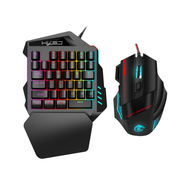 35 Key Film Colorful One Handed Keyboard, Mechanical Feel Game, Left-Handed Gun God Throne, Ergonomic Wired Mobile Game Keyboard