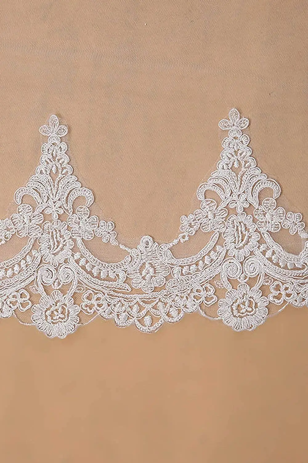 BABYONLINE Flower Lace Edged Appliques Veil Comb 1 Tier Veil 3mx1.5m Long Cathedral Length Weding Bride Accessories bridal veil
