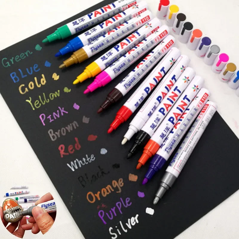 12 Colors White Waterproof Rubber Permanent Paint Marker Pens for Drawing Car Tire Tread Eco-Friendly Tire Painting Highlighter 2