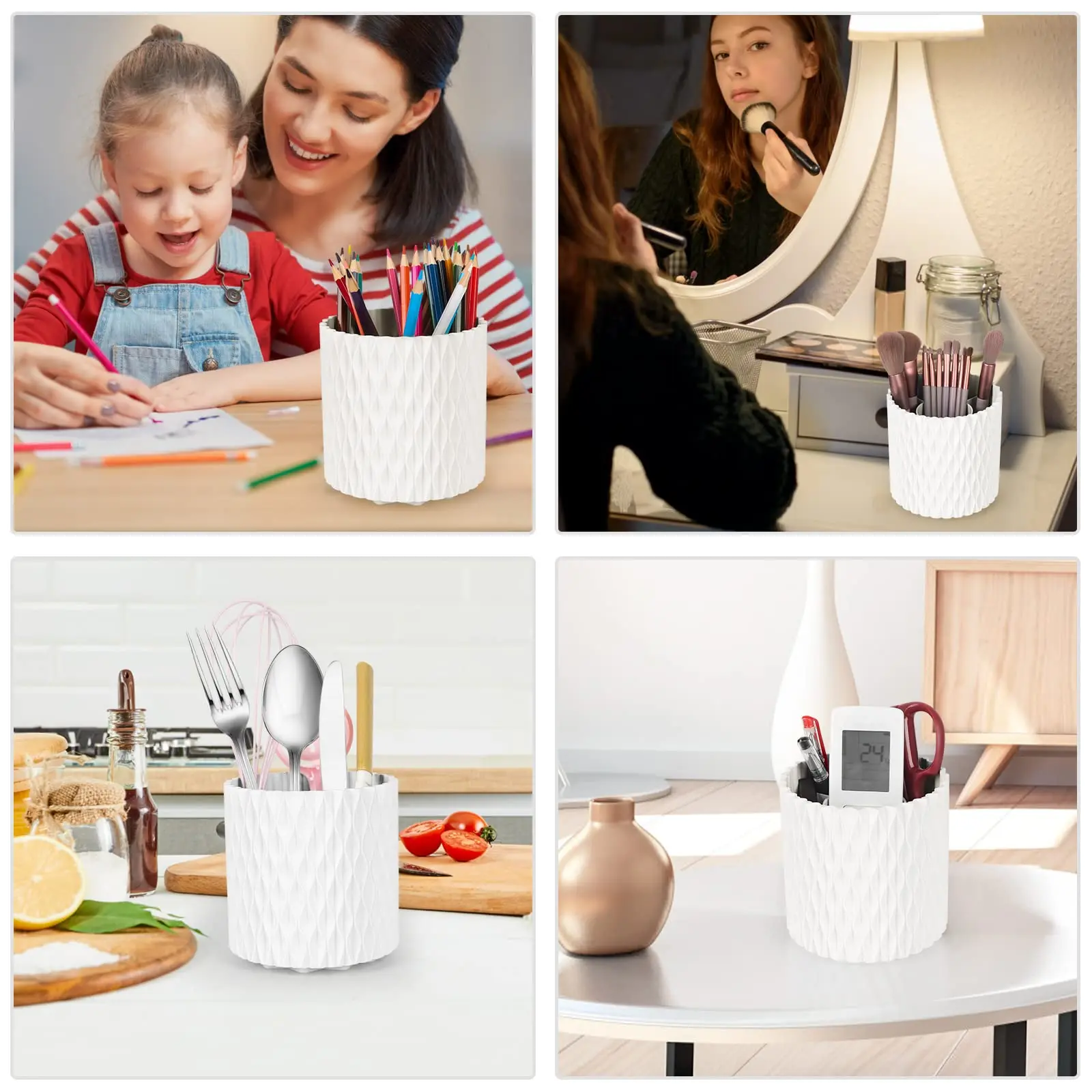 Large Capacity Rotating Makeup Brush Cup Holder Multi-functional Desktop Eyebrow Pencil Makeup Brush Organizer Holder Storage Bo 6