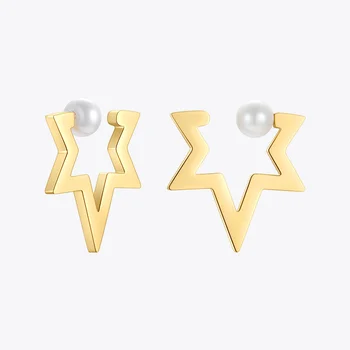 ENFASHION Pearl Star Ear Cuff Gold Color Earrings For Women Stainless Steel Fake Piercing Earings 2021 Fashion Jewelry E211329 1