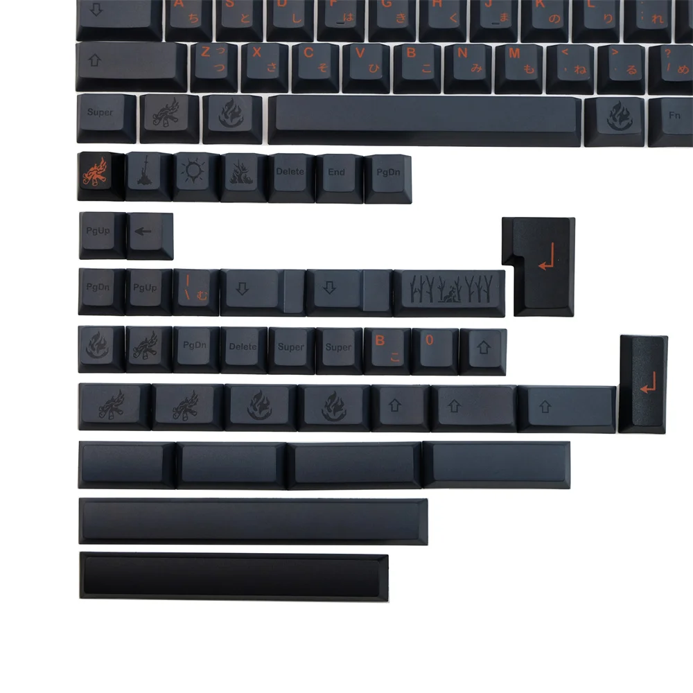 Gmk Cinder Keycap Japonês Preto 142 Chaves Cherry Perfil Dye Subbed Iso Enter para 64 68 75 96 104 108 Teclado Mecânico - Imagem 4