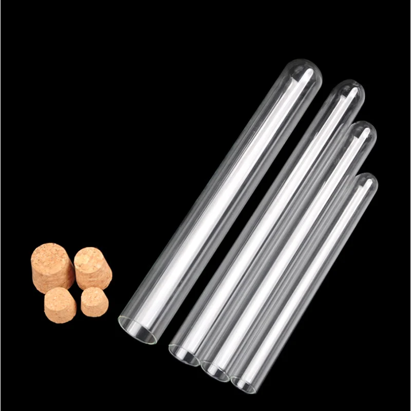 10 Tubes à Essai En Verre Borosilicate Avec Bouchons Liège - 15x1,5 Cm, Fond Rond - Pour Laboratoire, Stockage échantillons, DIY