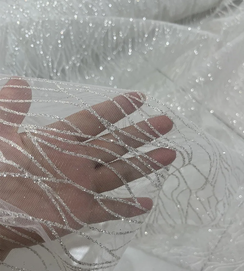 1Meter-Sparkly-Silvery-Glitter-Shiny-Net-Tulle-Mesh-Lace-Fabric-Bride ...
