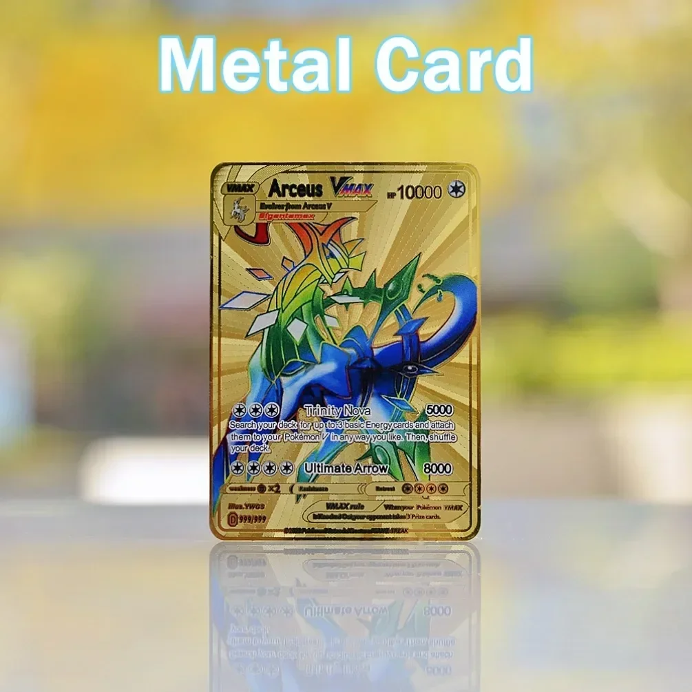 Pokemon Cards Game Cards Anime Cards Anime Trading Cards Collectible Cards Playing Cards Metal Pok&eacute;mon Letters Pokemon Card Venusaur Vmax Charizard Pikachu V Mewtwo Gold Iron Playing Cards Anime Games Gifts Kids Toys