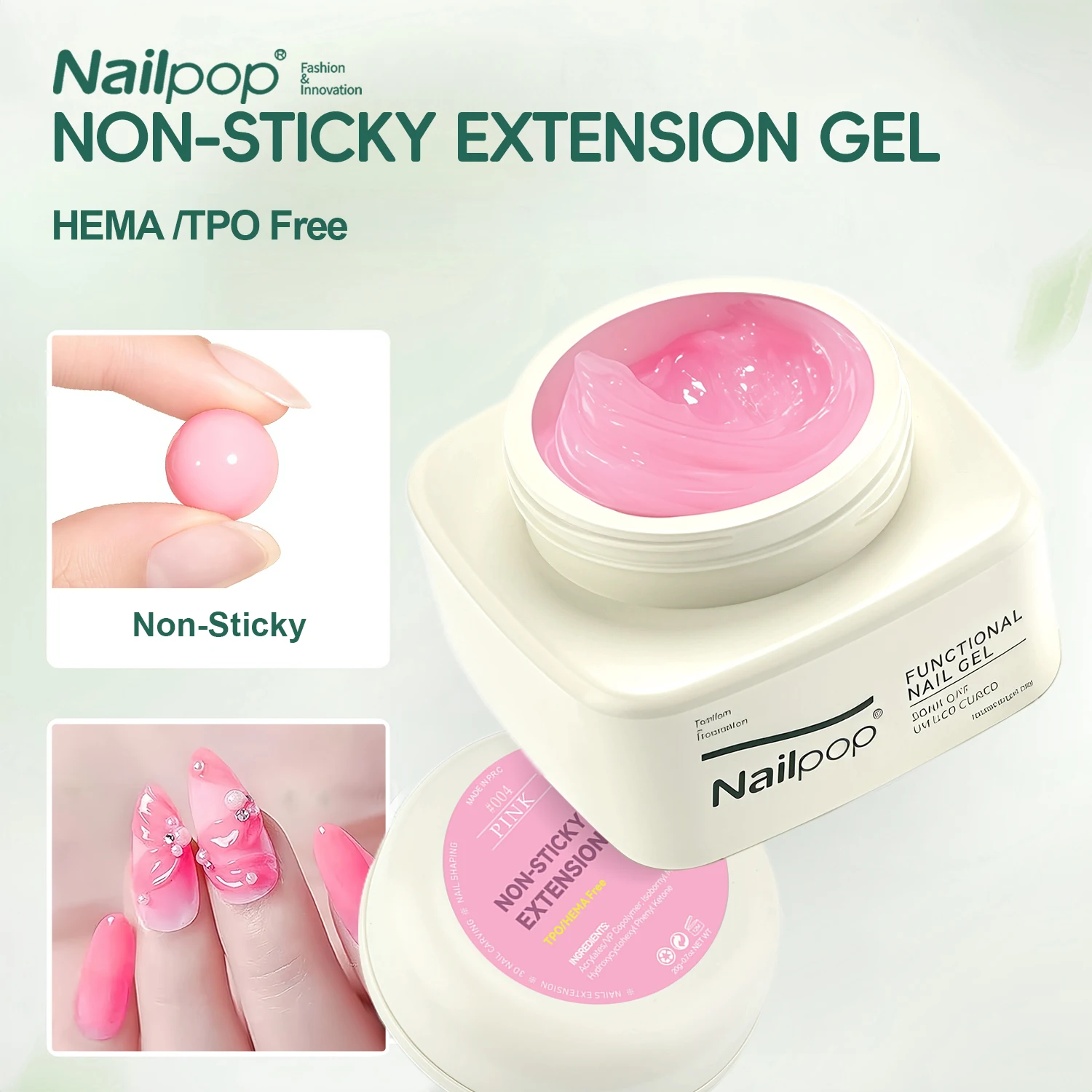 Nailpop No TPO/HEMA Gel di estensione non appiccicoso per unghie Art Manicure Scolpire LED UV Polimerizzazione Modelli personalizzati facili da usare Arte fai da te