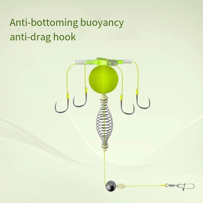2/1Pcs String Hook Fishing Bait Cage Four Hook Carbon Steel Line Group Feeder Sinker Float Fishing Spring Bait Cage Tools