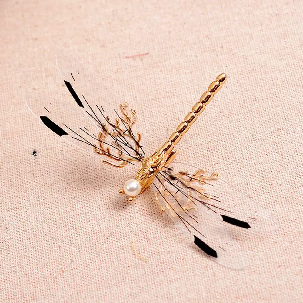 Description Picture 3 of itemBarrettes Fashion Bridal Bride Jewelry Pearl Hair Clip Wedding Dragonfly Hairpins Gold Headdress