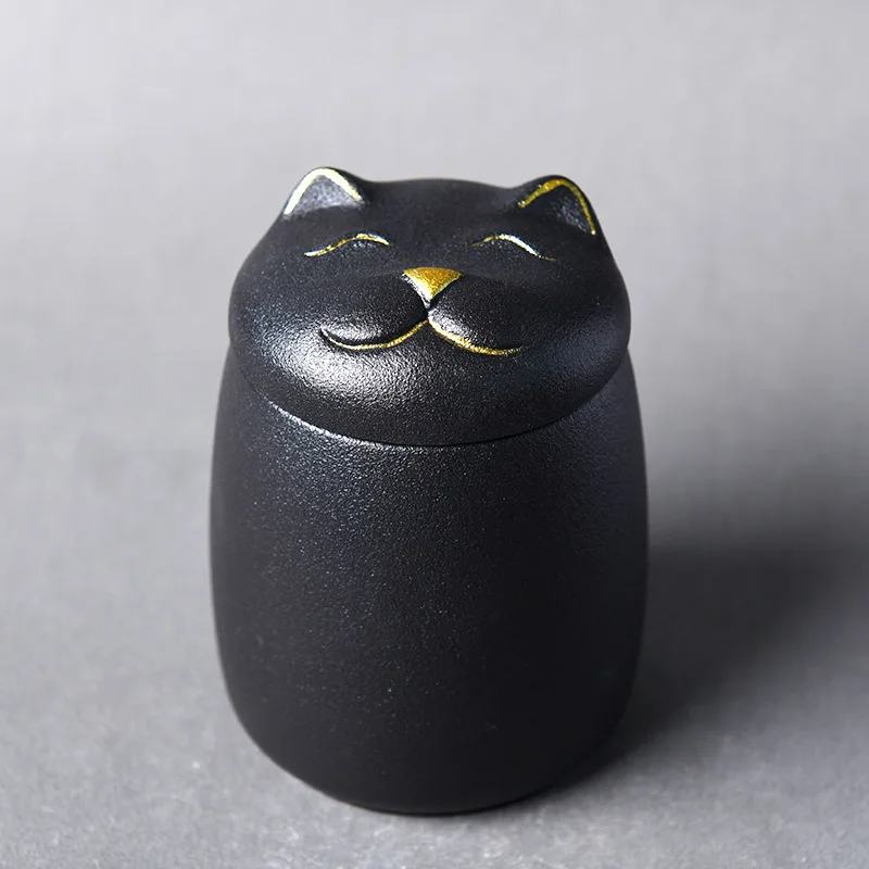 Cat shape Urn for Pet Ashes- Cat Shape Memorial Cremation Urns-Handcrafted Black Decorative Urns for Funeral，Cat urn，Dog urn