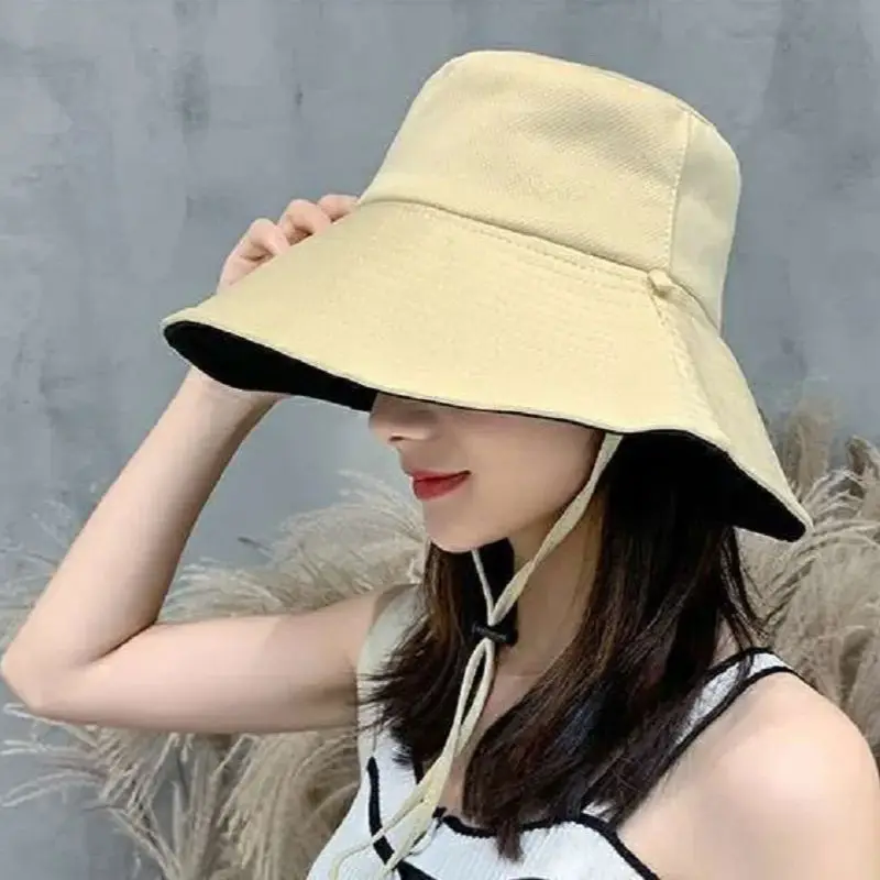 Fisherman Hat Women's Summer Face Cover Sun Screen Large Brim Sunshade Hat Internet Celebrity Double-Sided And Versatile sun hat women hat