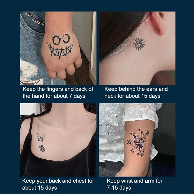 30pcs Semi Permanent Cartoon Herbal Tattoo Stickers For Women's Waterproof Disposable Water Transfer Printing Stickers 5