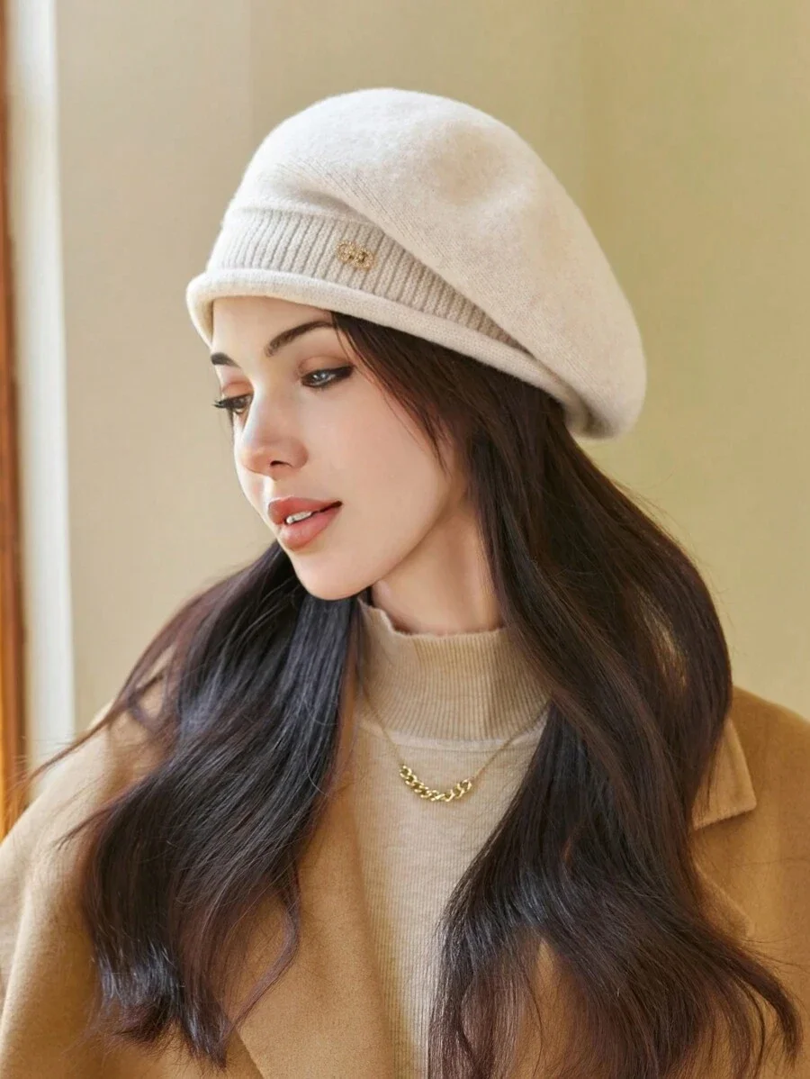 Women's Beret Hat Elegant Autumn Winter Warm Painter Style_voghion.com
