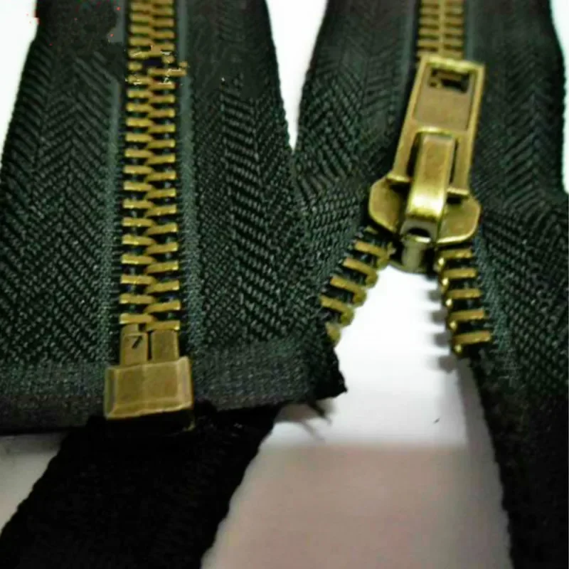 

5# 7# Long Vintage Bronze Metal Zipper Black Open End For Outerwear Jacket Clothing Sewing Accessories
