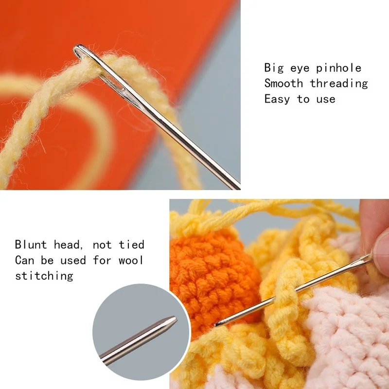 Description Picture 5 of itemKnitters Wool Large Eye Blunt Needles Leather Sewing Needle Gold Needle Embroidery Tapestry Hand Sewing Tools Crochet Kit