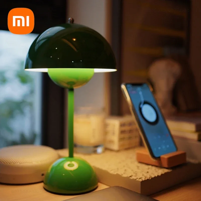 

Xiaomi Mushroom Flower Bud LED Rechargeable Table Lamps Desk Lamp Touch Night Light for Bedroom Restaurant Cafe Portable Light