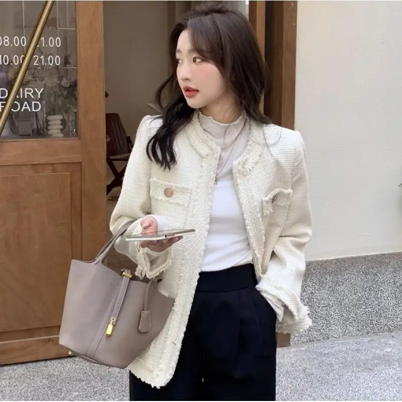 Women Temperamental Fashion Short Coat 2023 Autumn New Female Korean Style Loose Slimming Casual Versatile Pure Color Outerwear
