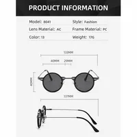 Lunettes de soleil rondes rétro pour hommes et femmes, Steampunk, lunettes de soleil, marque de créateur, monture en métal, nuances 3
