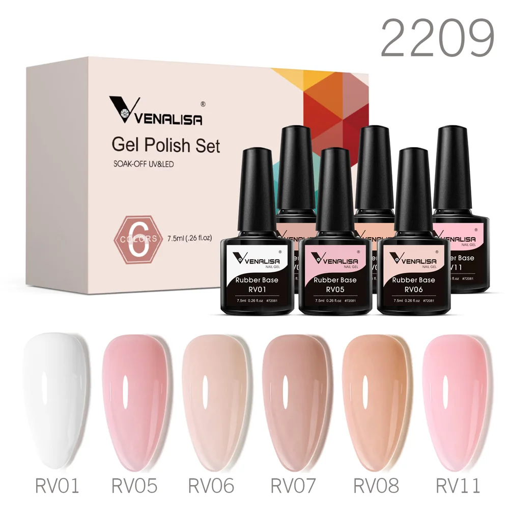 Venalisa Smalto Per Unghie Gel 6/12 Pz/Set Colore Base In Gomma Jelly Pink Natural Color Series Nude Collection Vip Kit Neon Summer Gel