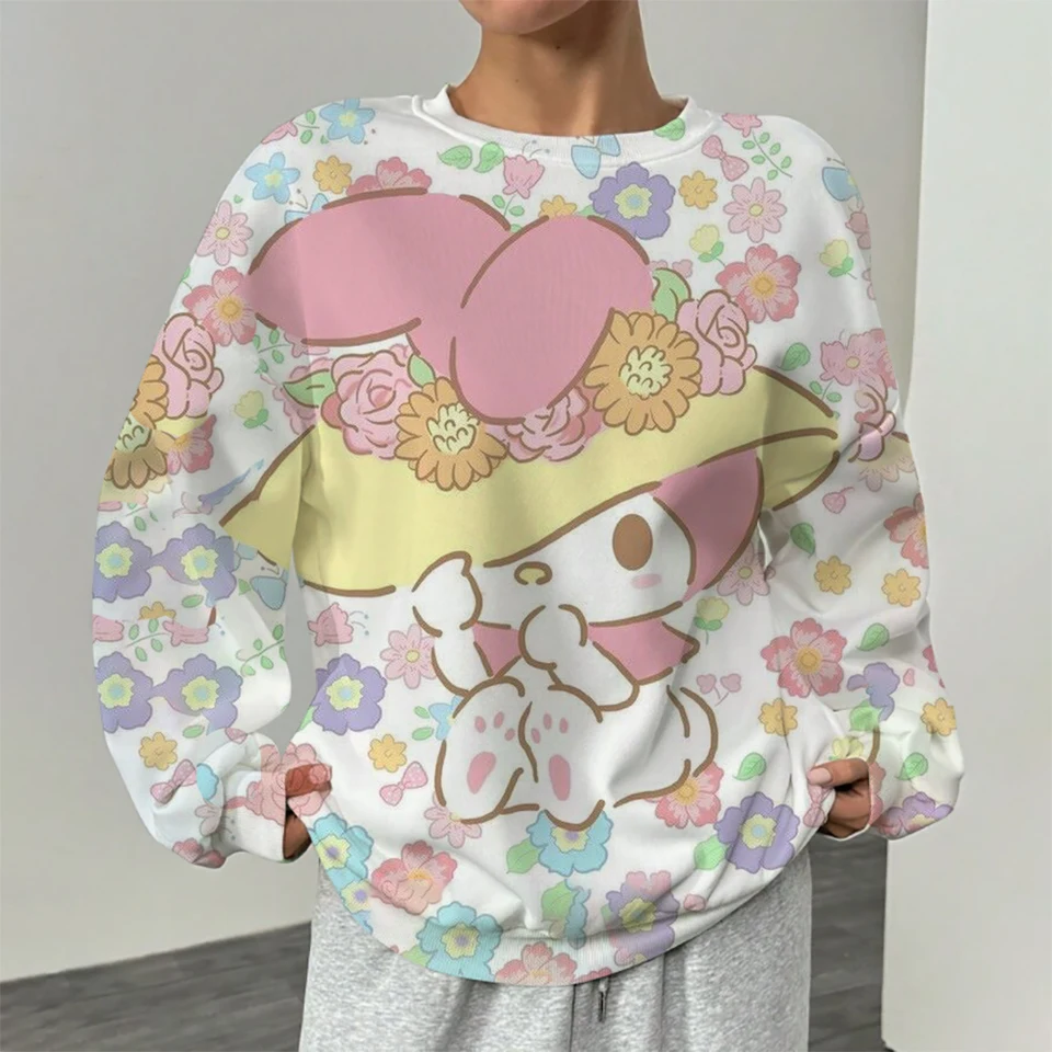 女性のためのハローキティプリントのスウェットシャツ,ヴィンテージ