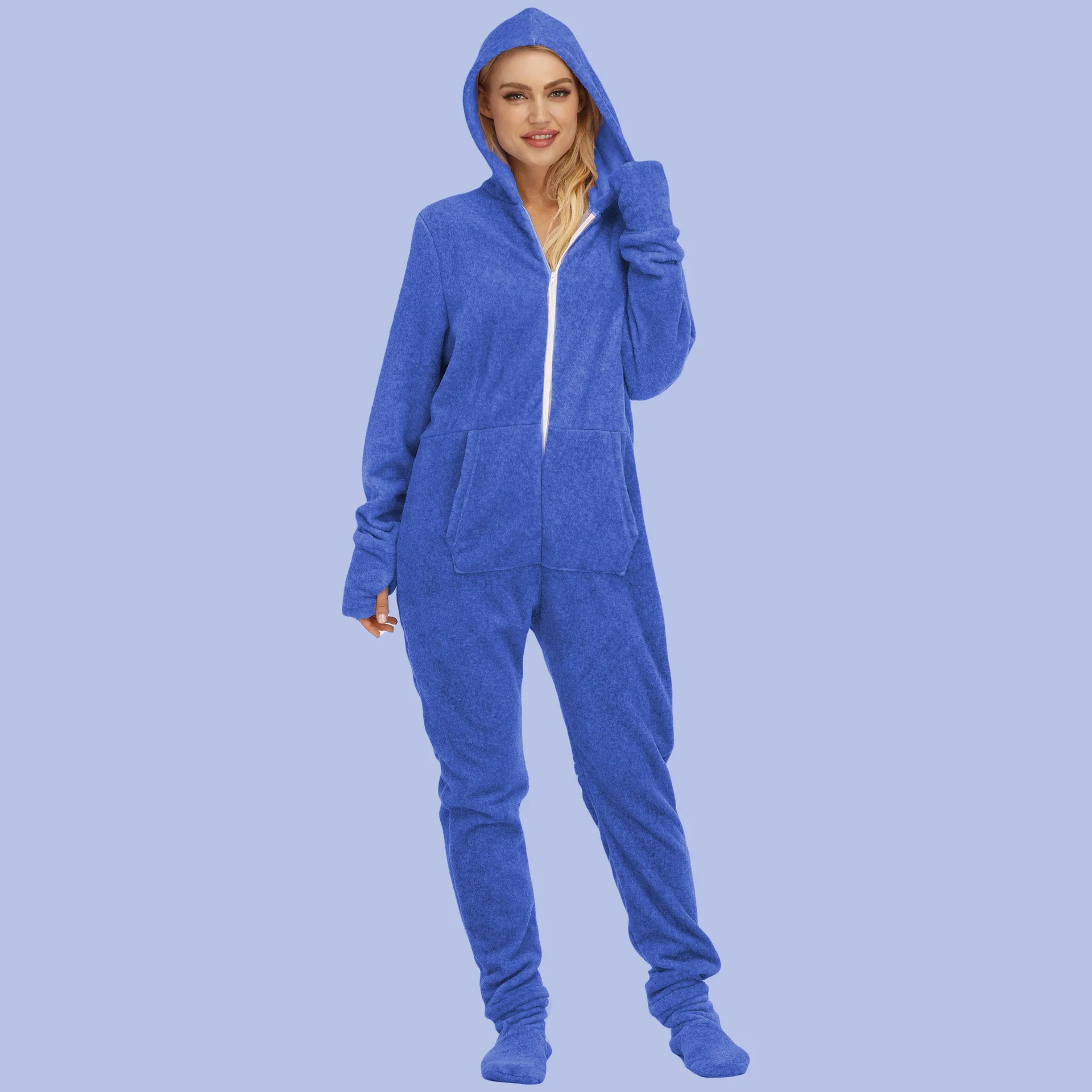 Alexander Del Rossa Women's Hooded Footed Pajamas, Plush