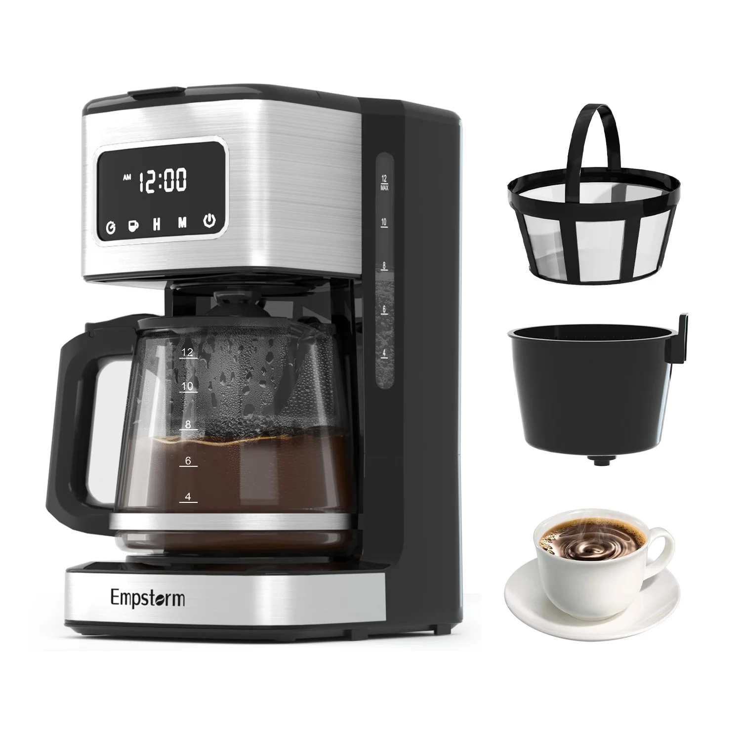 Empstorm Black Coffee Maker with Grinder - ماكينة...