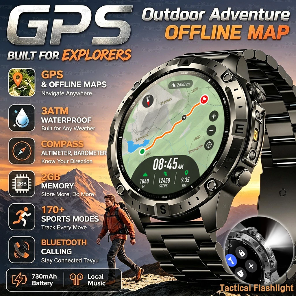 นาฬิกา GPS กันน้ำกลางแจ้ง 3ATM สำหรับผู้ชาย
